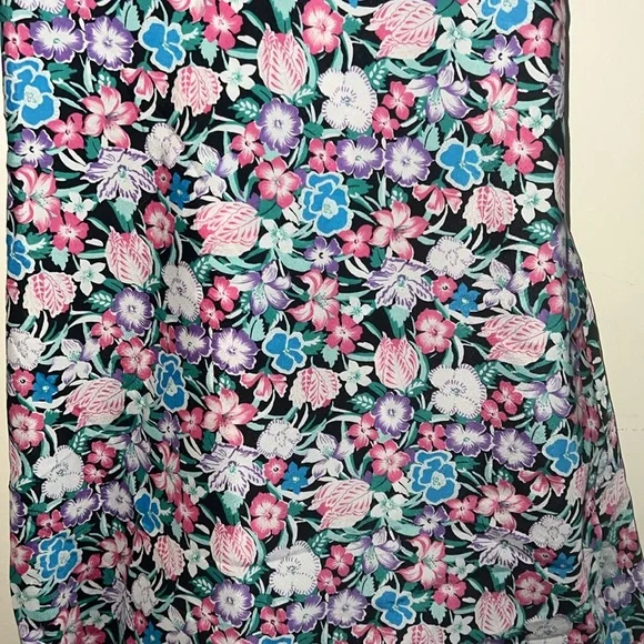 Vintage Vassarette Floral Chemise with Black Lace slip/dress large
